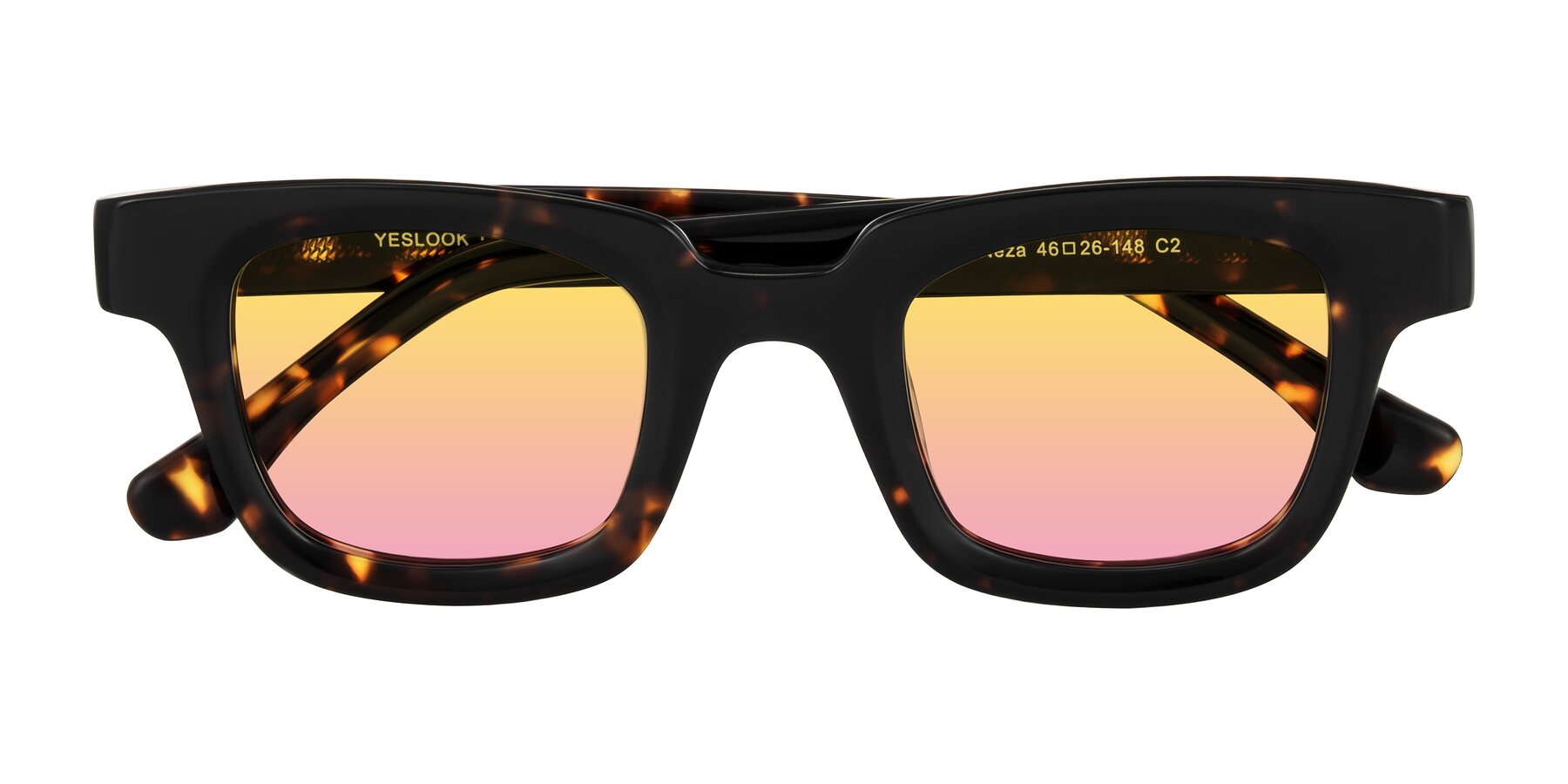 Folded Front of Neza in Tortoise with Yellow / Pink Gradient Lenses