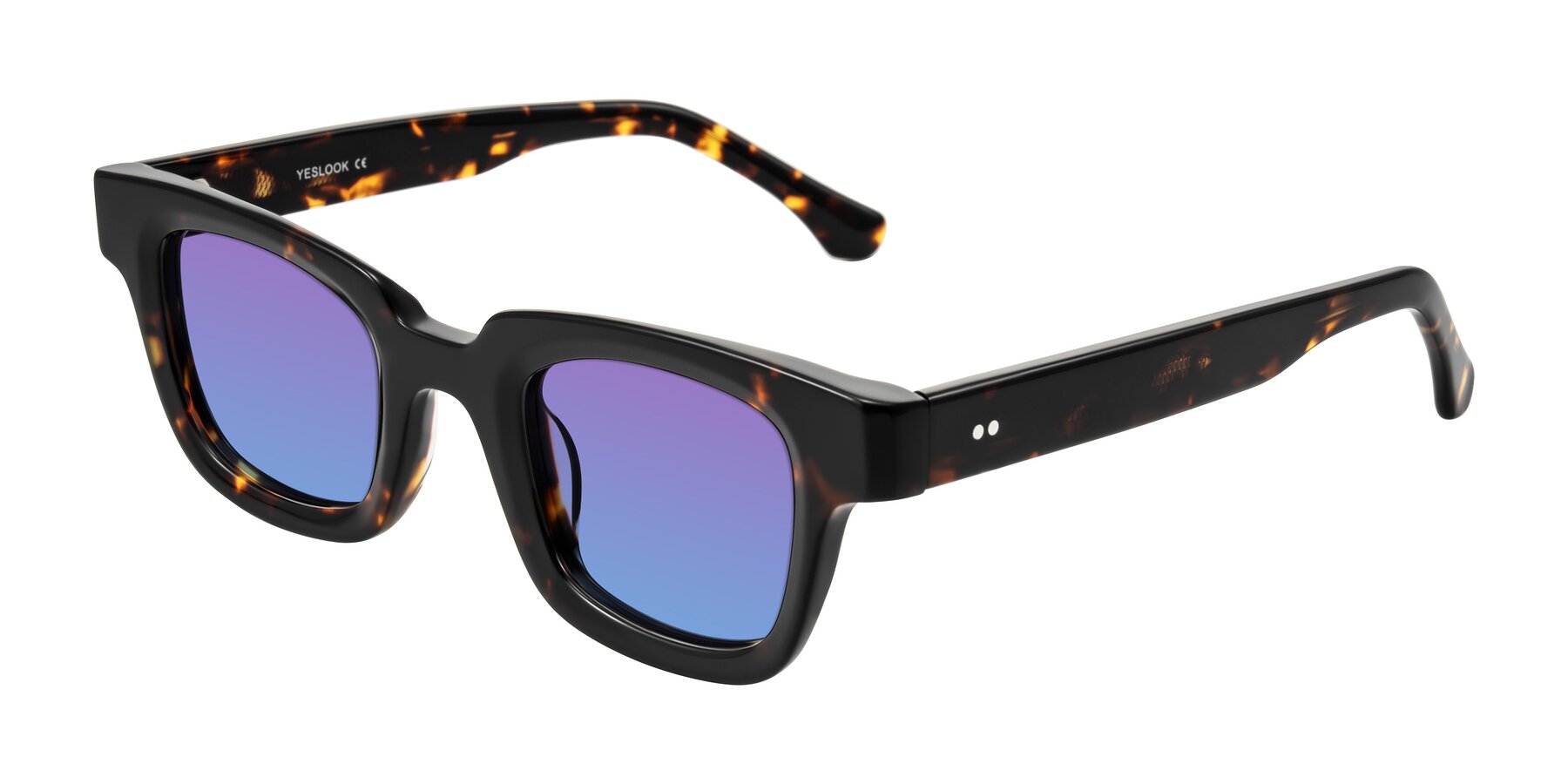 Angle of Neza in Tortoise with Purple / Blue Gradient Lenses