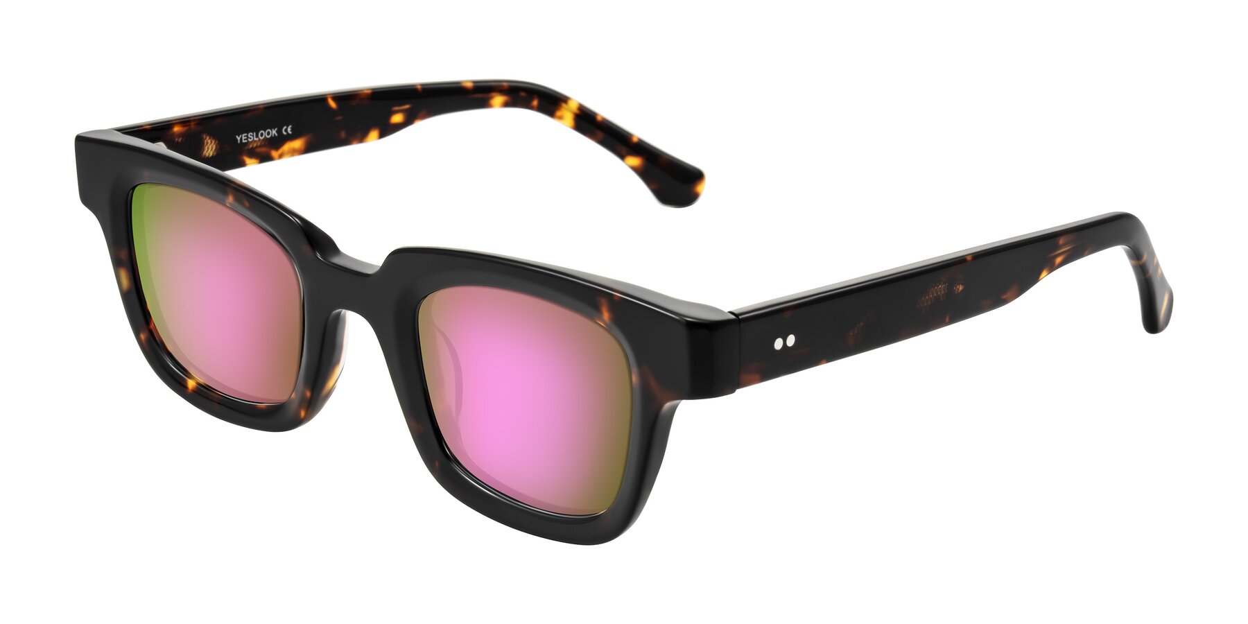 Angle of Neza in Tortoise with Pink Mirrored Lenses