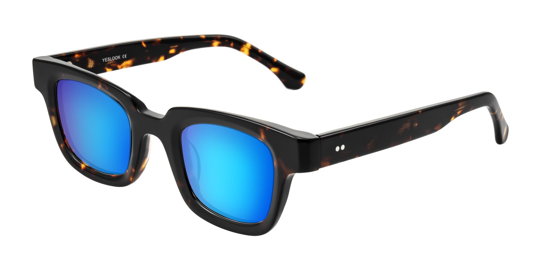 Angle of Neza in Tortoise with Blue Mirrored Lenses