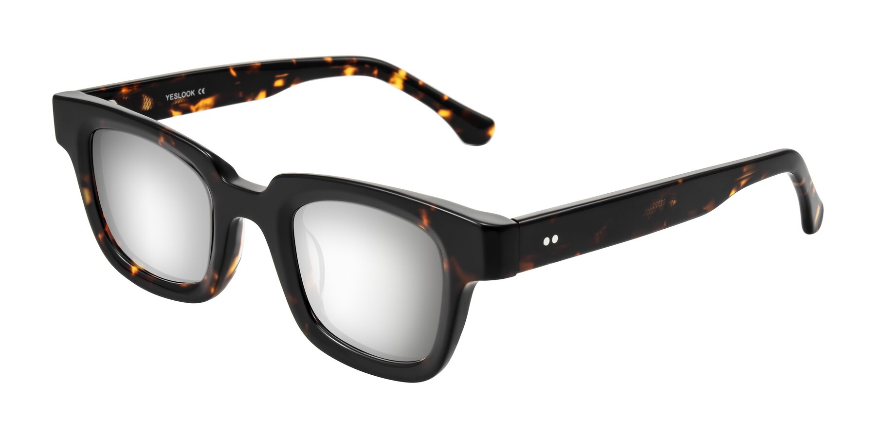 Angle of Neza in Tortoise with Silver Mirrored Lenses