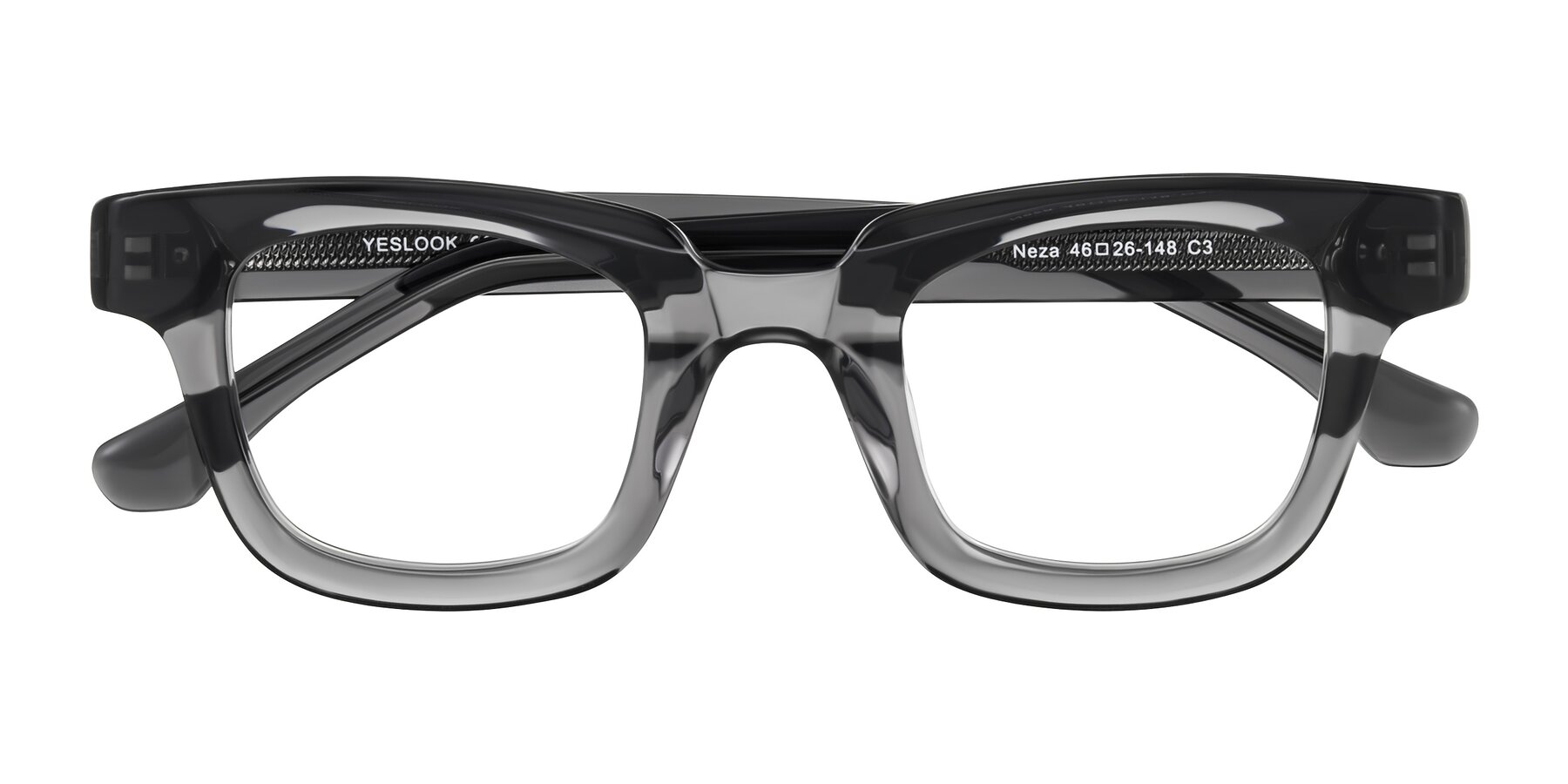 Folded Front of Neza in Dark Gray with Clear Reading Eyeglass Lenses