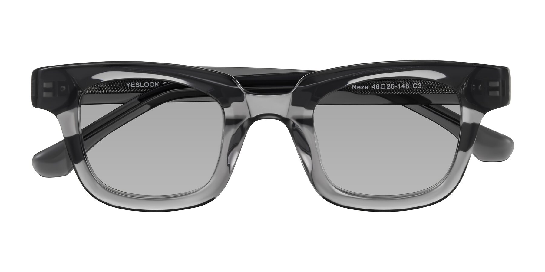 Folded Front of Neza in Dark Gray with Light Gray Tinted Lenses
