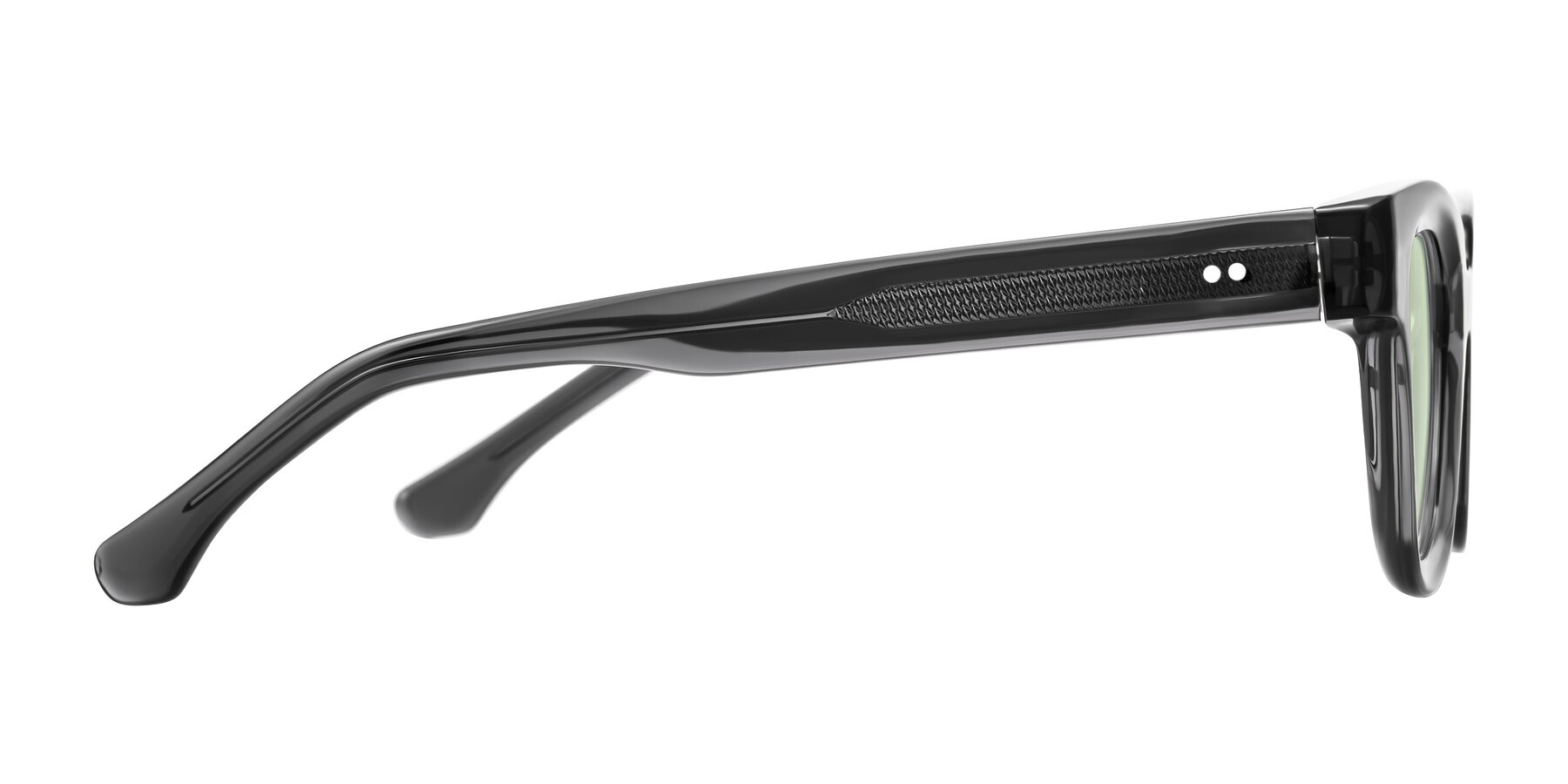 Side of Neza in Dark Gray with Light Green Tinted Lenses