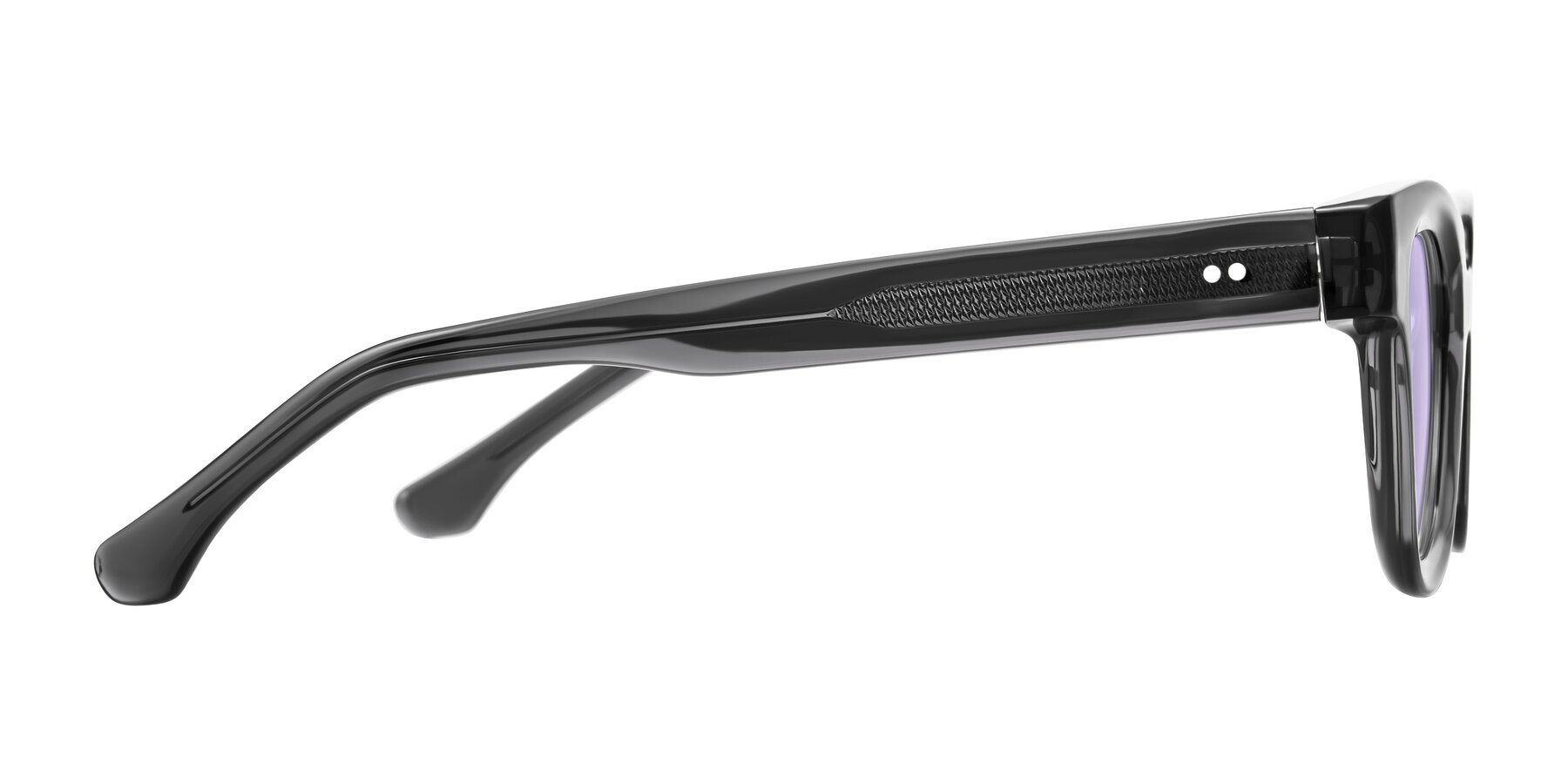 Side of Neza in Dark Gray with Light Purple Tinted Lenses