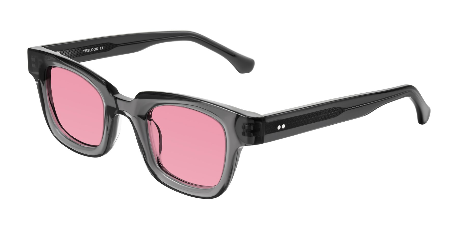Angle of Neza in Dark Gray with Pink Tinted Lenses