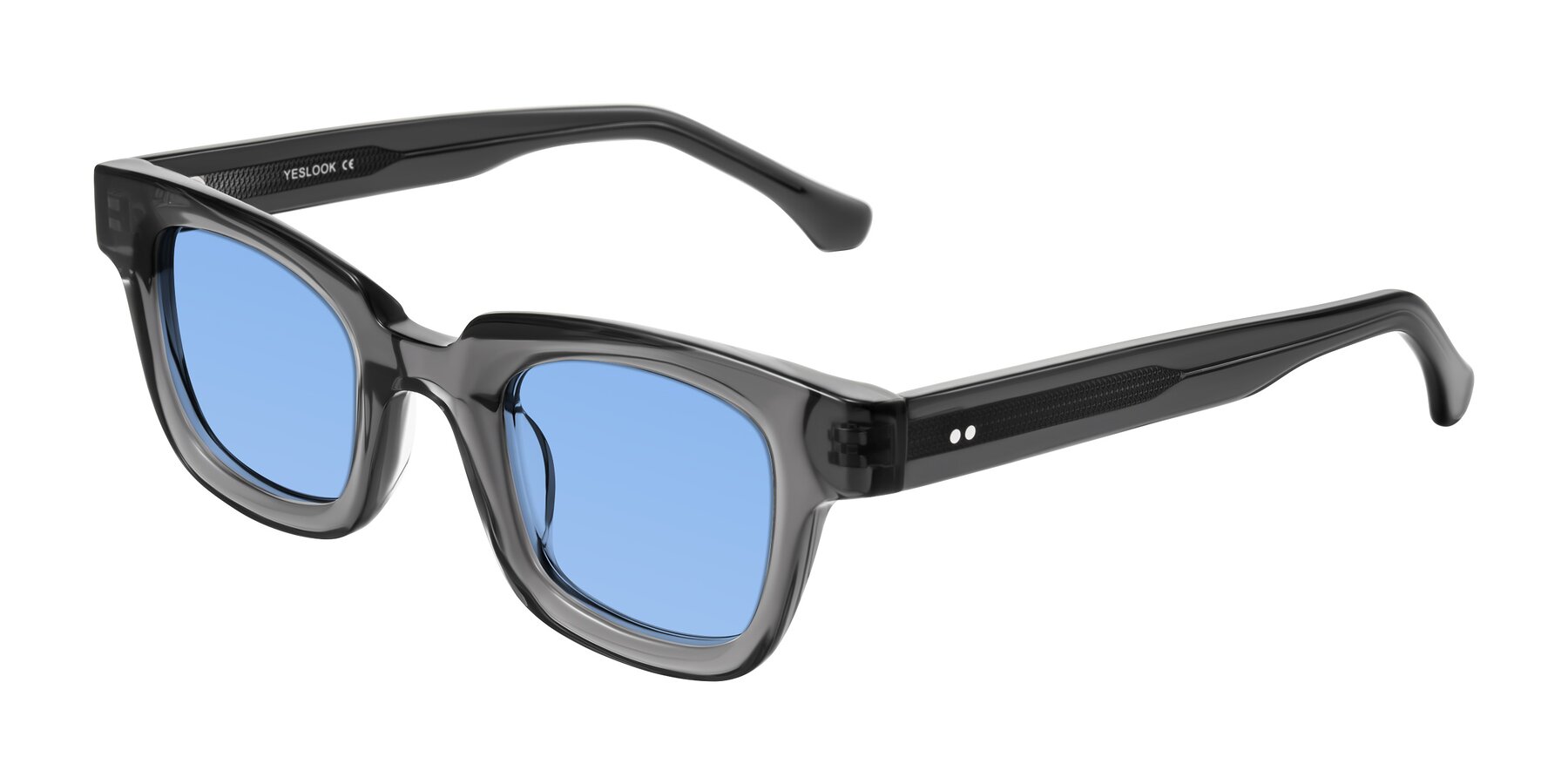 Angle of Neza in Dark Gray with Medium Blue Tinted Lenses