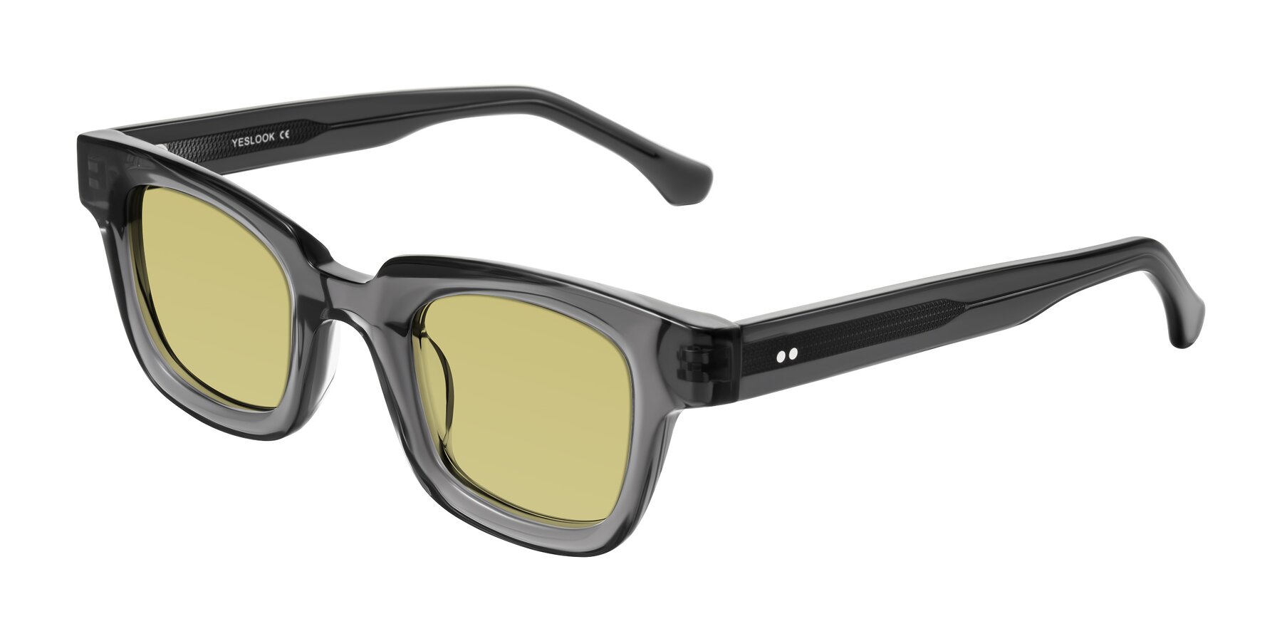Angle of Neza in Dark Gray with Medium Champagne Tinted Lenses