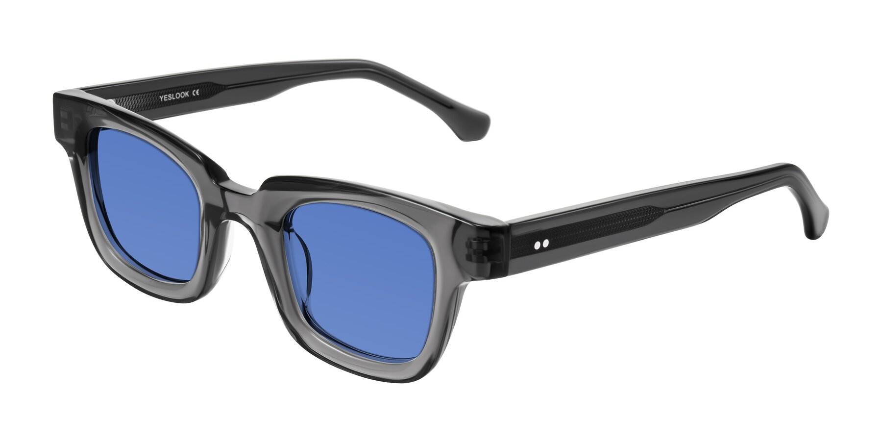 Angle of Neza in Dark Gray with Blue Tinted Lenses
