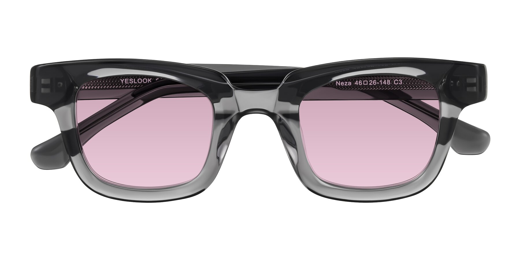 Folded Front of Neza in Dark Gray with Light Wine Tinted Lenses