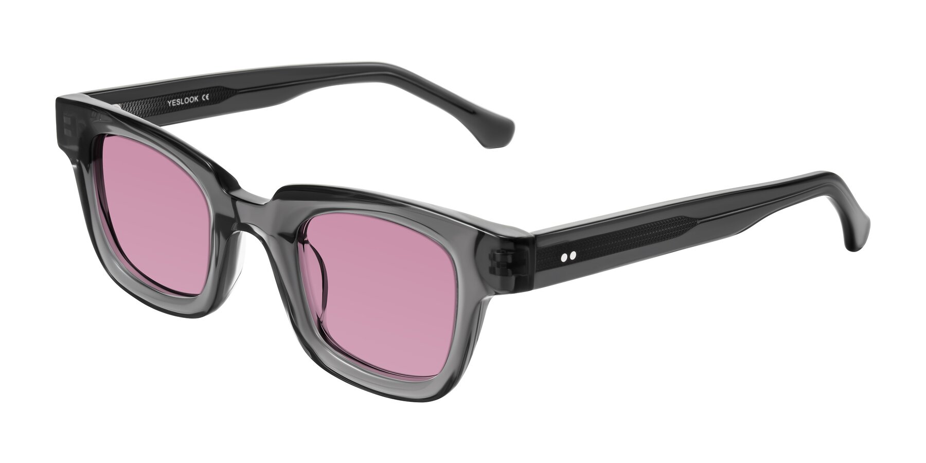 Angle of Neza in Dark Gray with Medium Wine Tinted Lenses