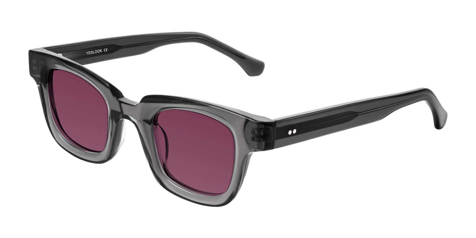 Angle of Neza in Dark Gray with Wine Tinted Lenses