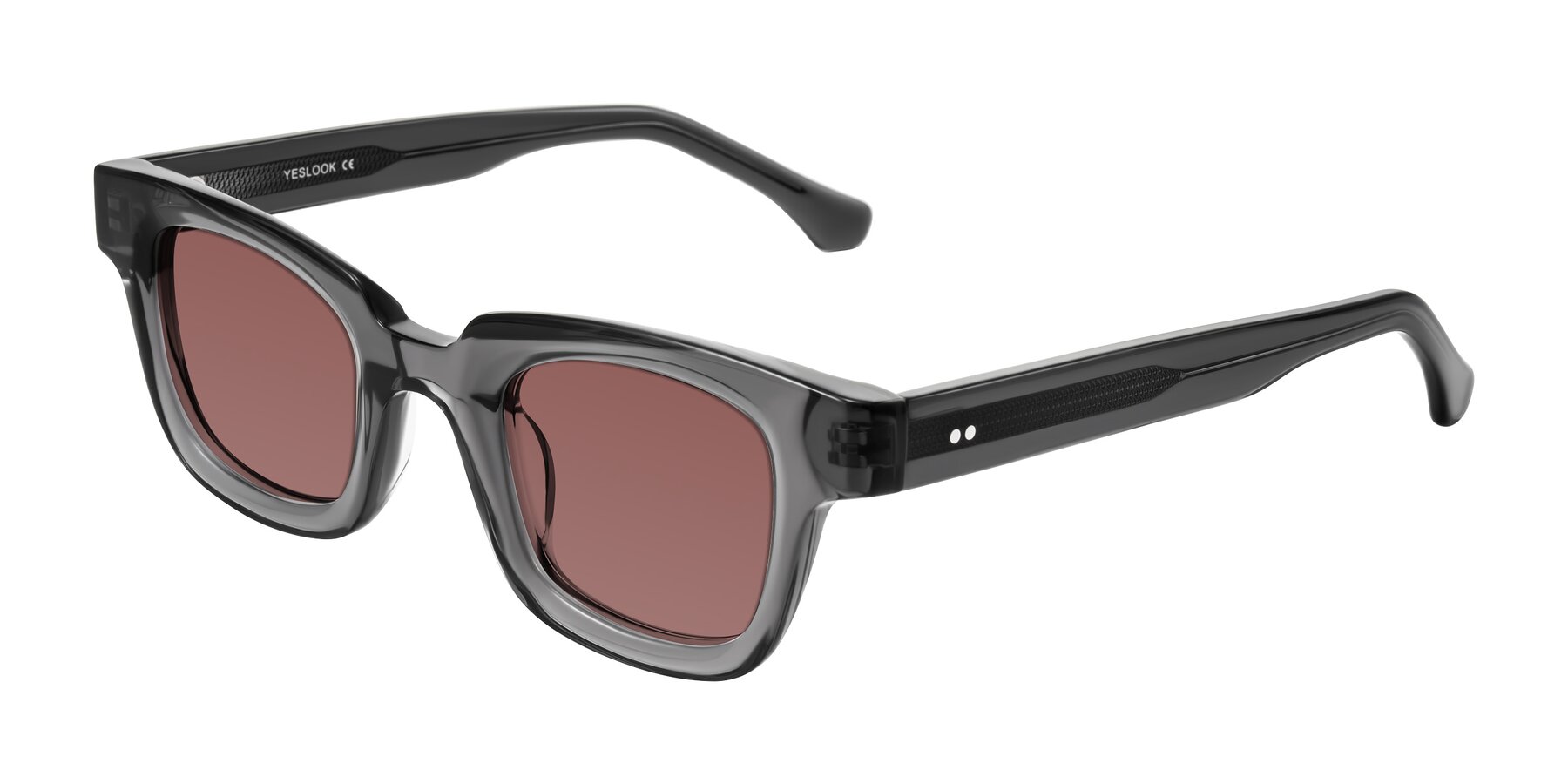 Angle of Neza in Dark Gray with Garnet Tinted Lenses