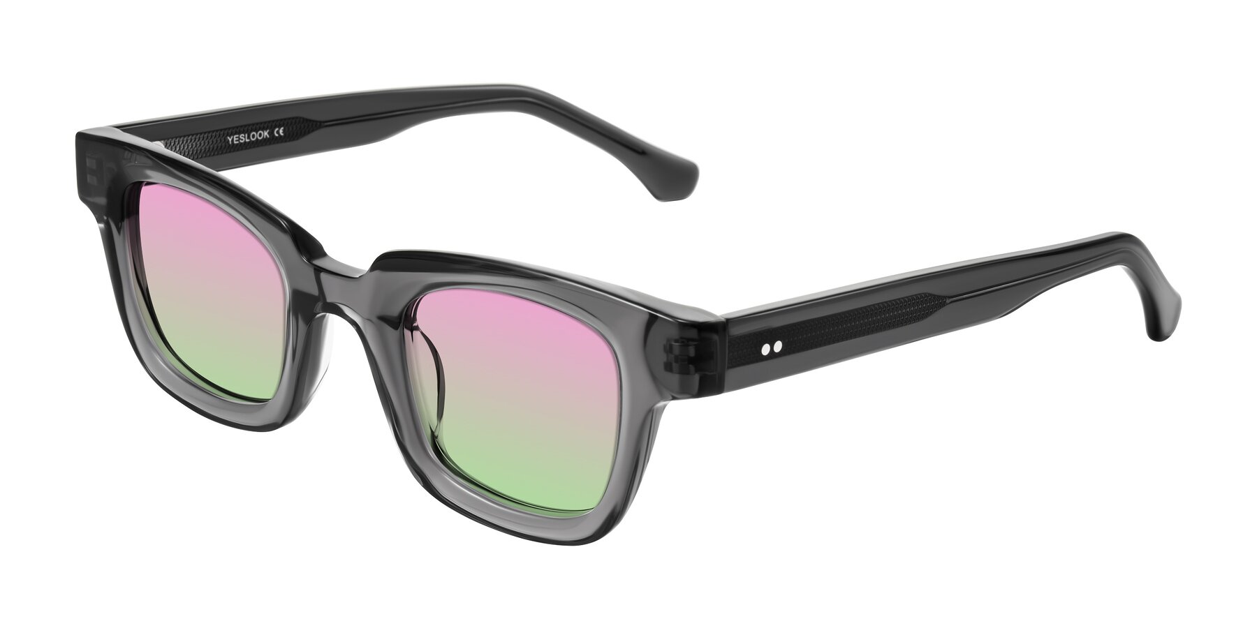 Angle of Neza in Dark Gray with Pink / Green Gradient Lenses
