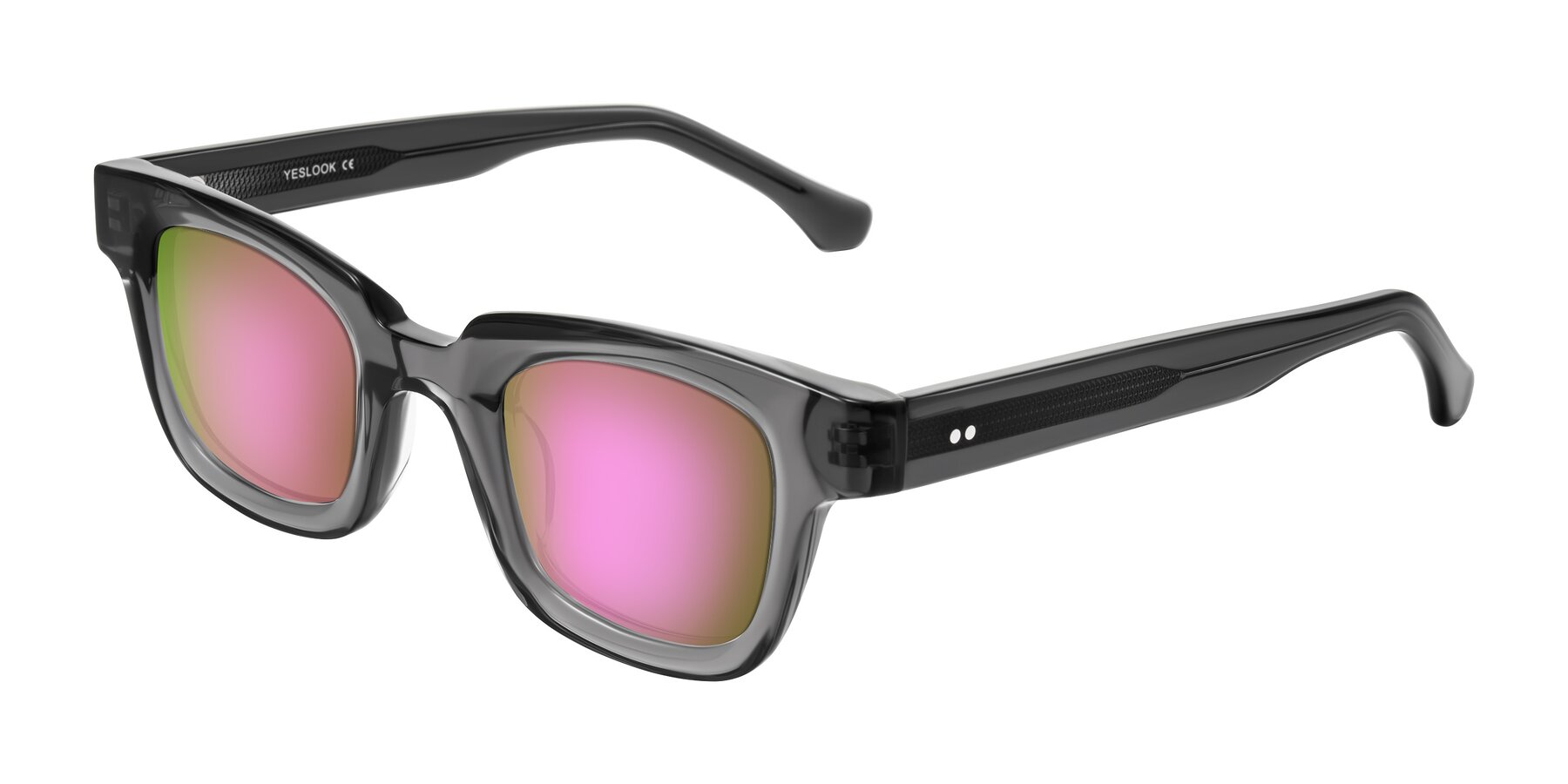 Angle of Neza in Dark Gray with Pink Mirrored Lenses