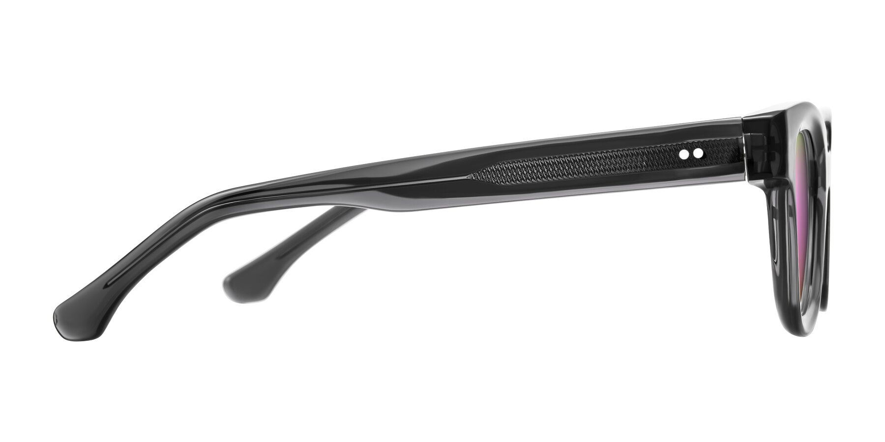 Side of Neza in Dark Gray with Pink Mirrored Lenses