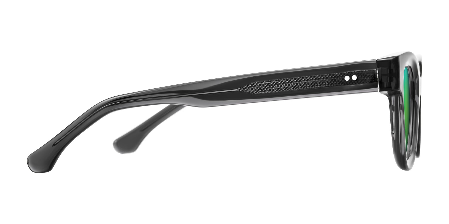 Side of Neza in Dark Gray with Green Mirrored Lenses