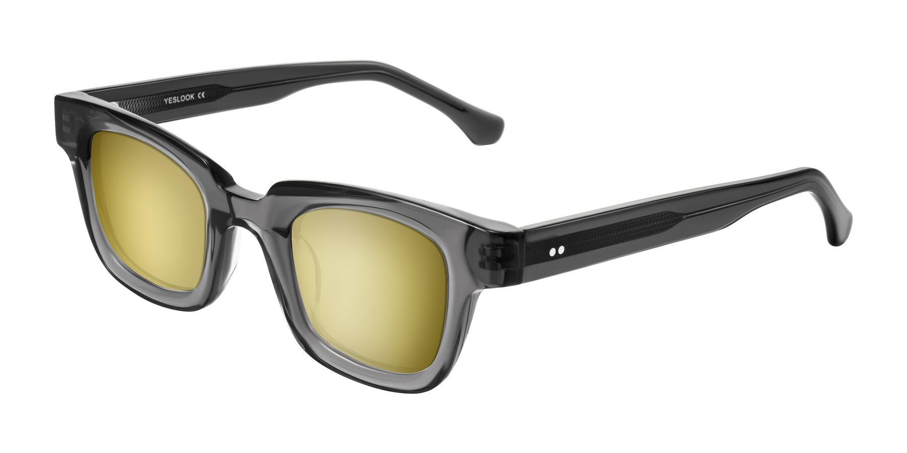 Angle of Neza in Dark Gray with Gold Mirrored Lenses