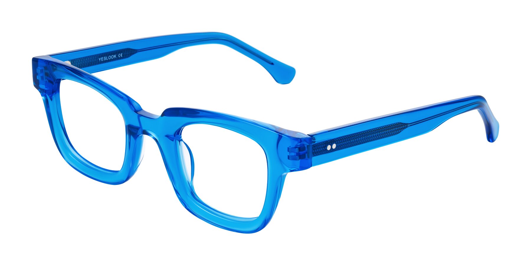 Angle of Neza in Blue with Clear Reading Eyeglass Lenses
