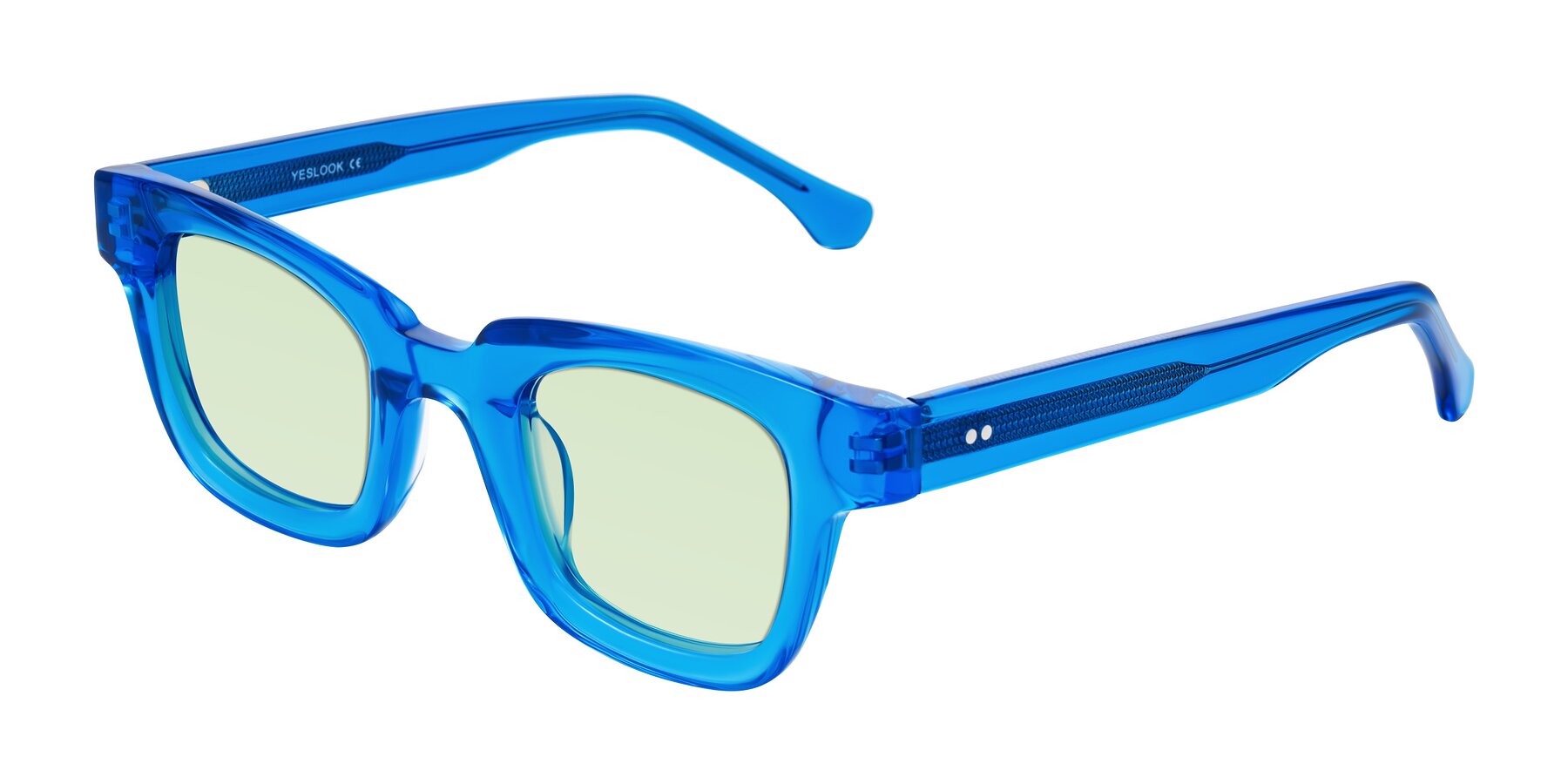 Angle of Neza in Blue with Light Green Tinted Lenses