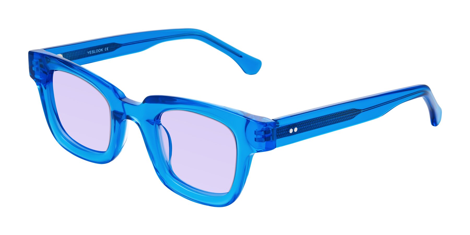 Angle of Neza in Blue with Light Purple Tinted Lenses