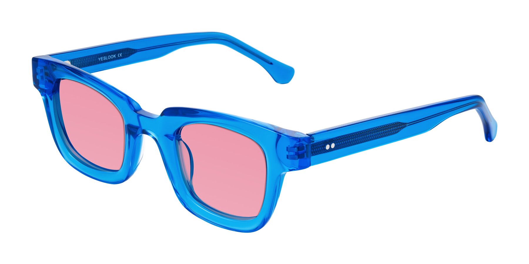 Angle of Neza in Blue with Pink Tinted Lenses