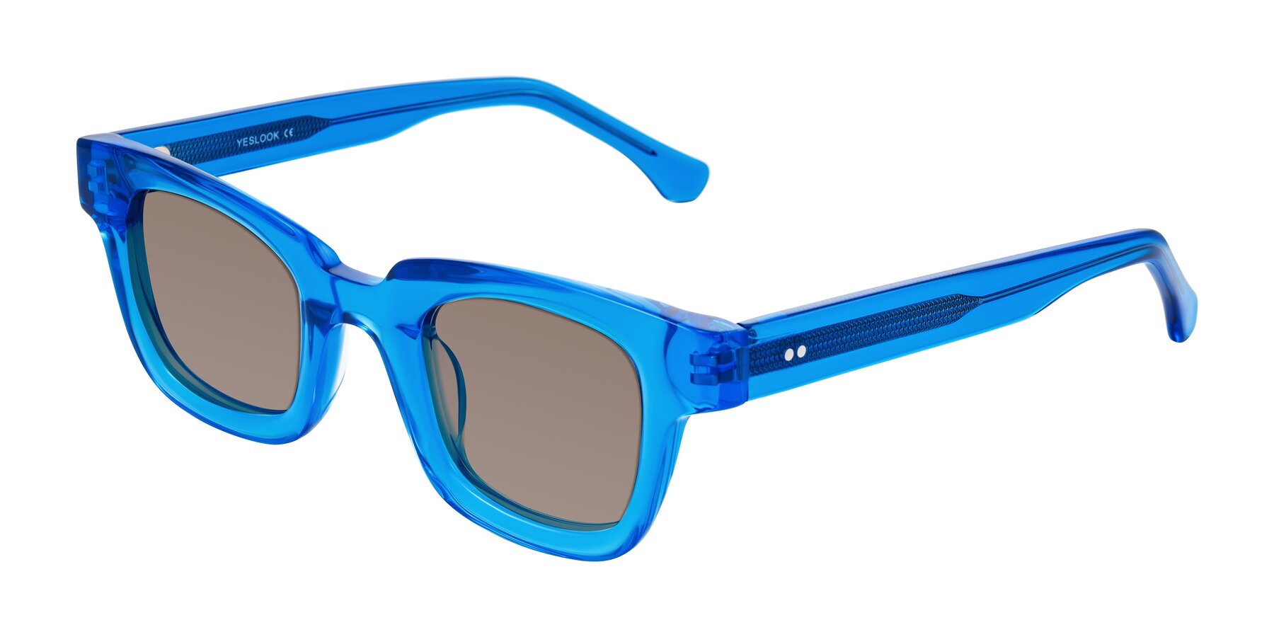 Angle of Neza in Blue with Medium Brown Tinted Lenses