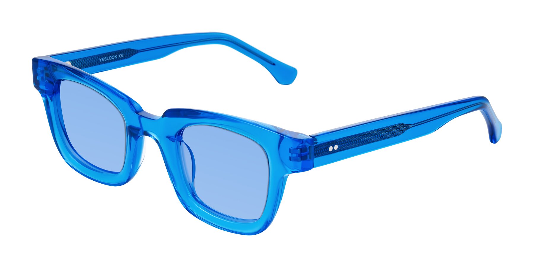 Angle of Neza in Blue with Medium Blue Tinted Lenses