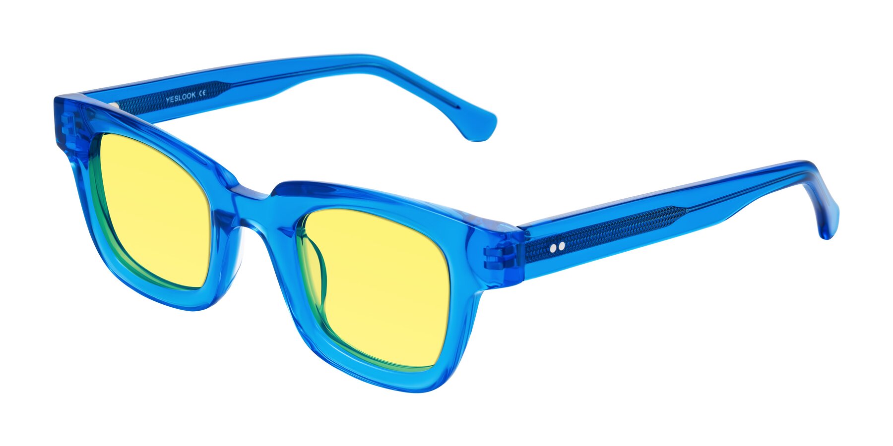 Angle of Neza in Blue with Medium Yellow Tinted Lenses