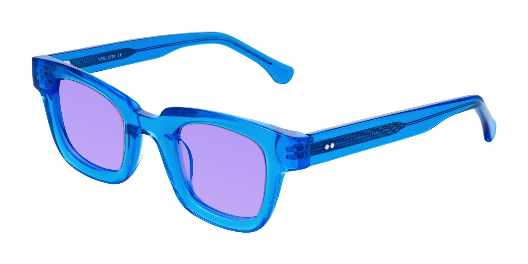 Angle of Neza in Blue with Medium Purple Tinted Lenses