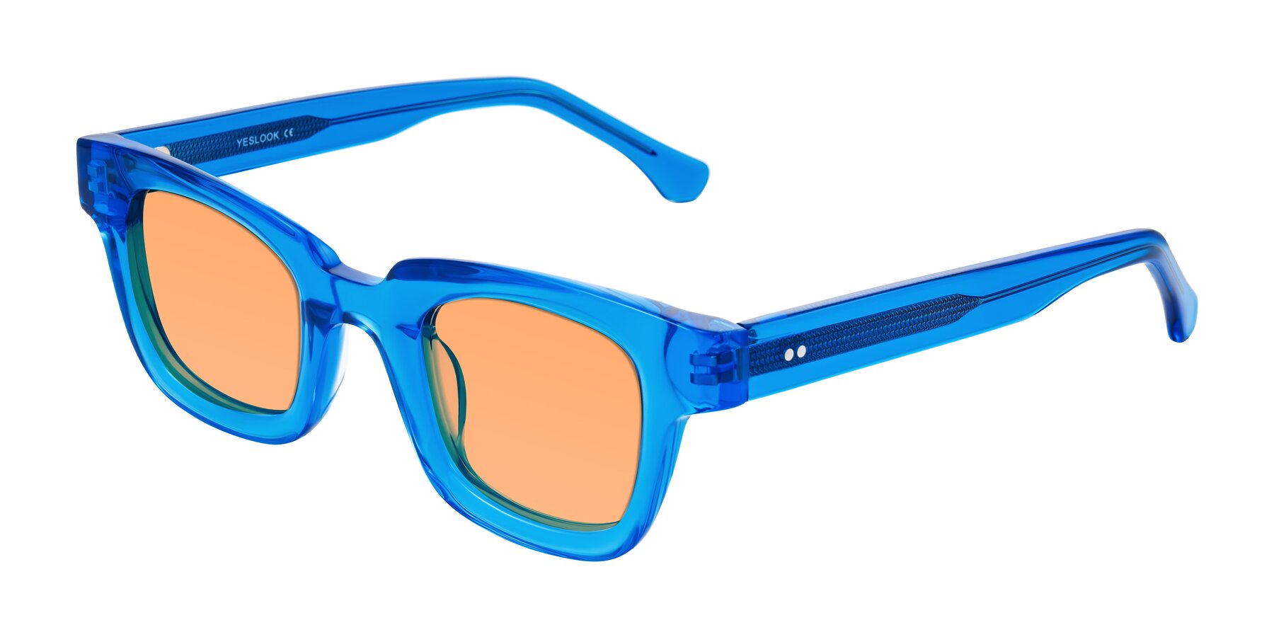 Angle of Neza in Blue with Medium Orange Tinted Lenses