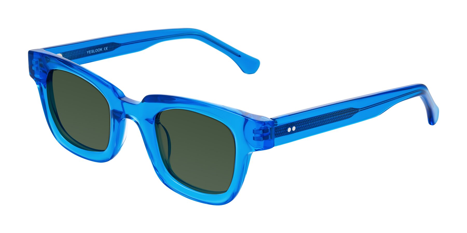 Angle of Neza in Blue with Green Tinted Lenses