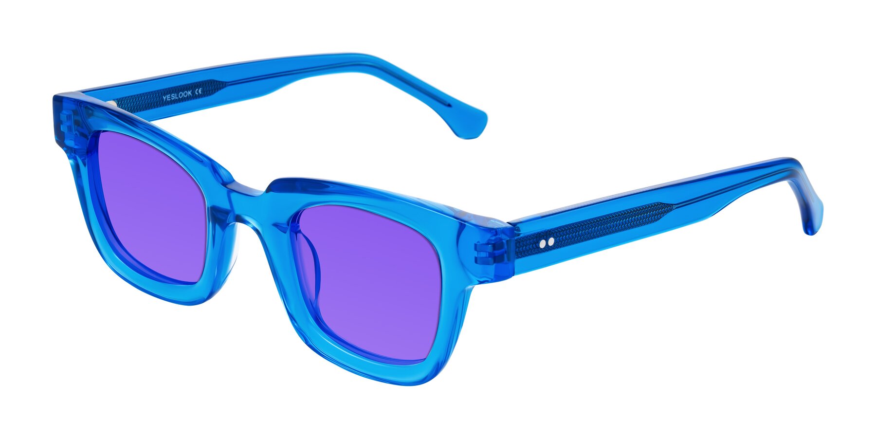 Angle of Neza in Blue with Purple Tinted Lenses