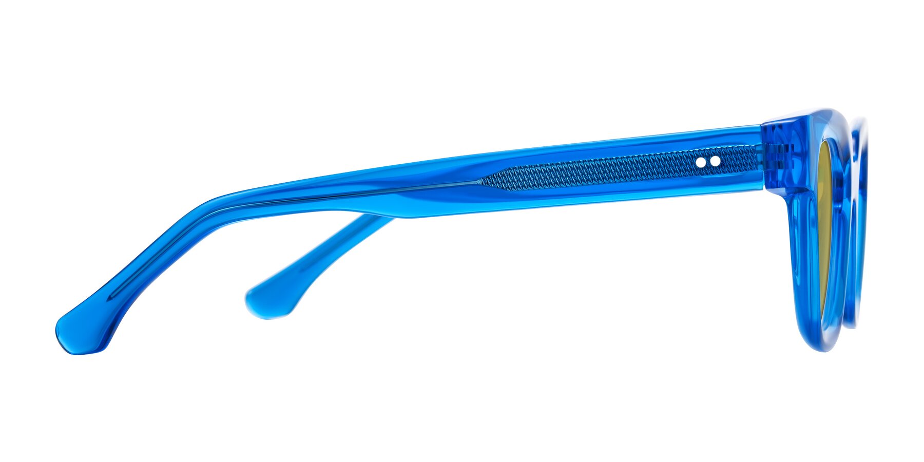 Side of Neza in Blue with Champagne Tinted Lenses