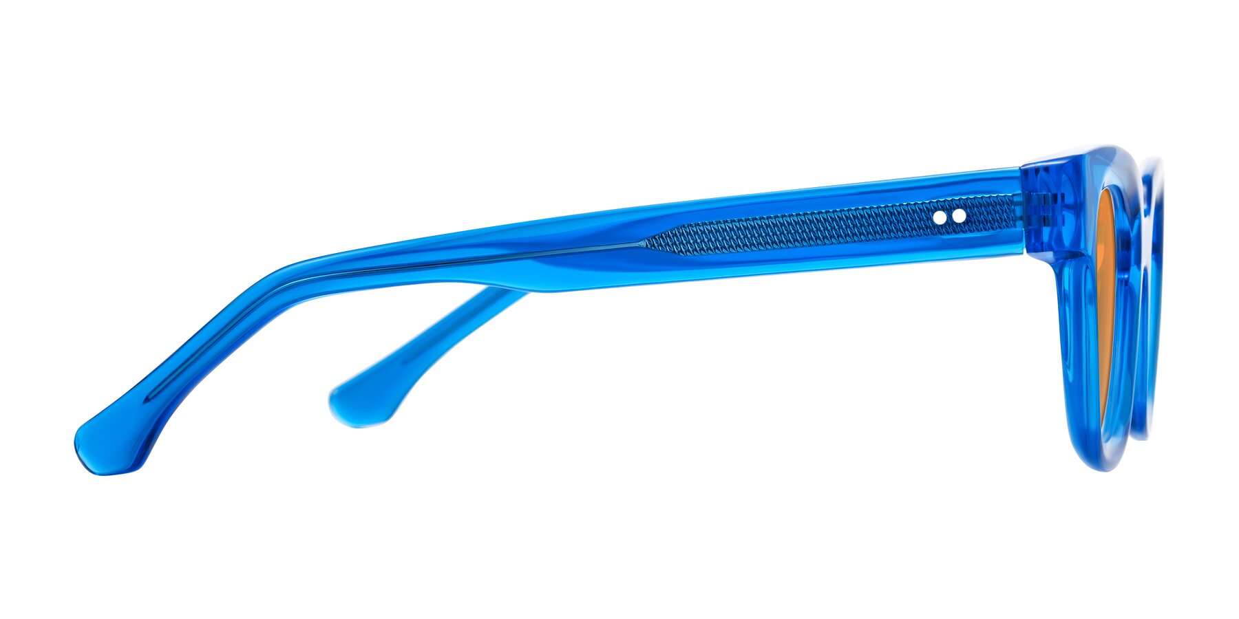 Side of Neza in Blue with Orange Tinted Lenses