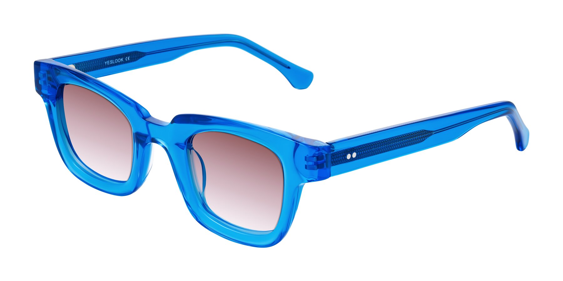 Angle of Neza in Blue with Garnet Gradient Lenses