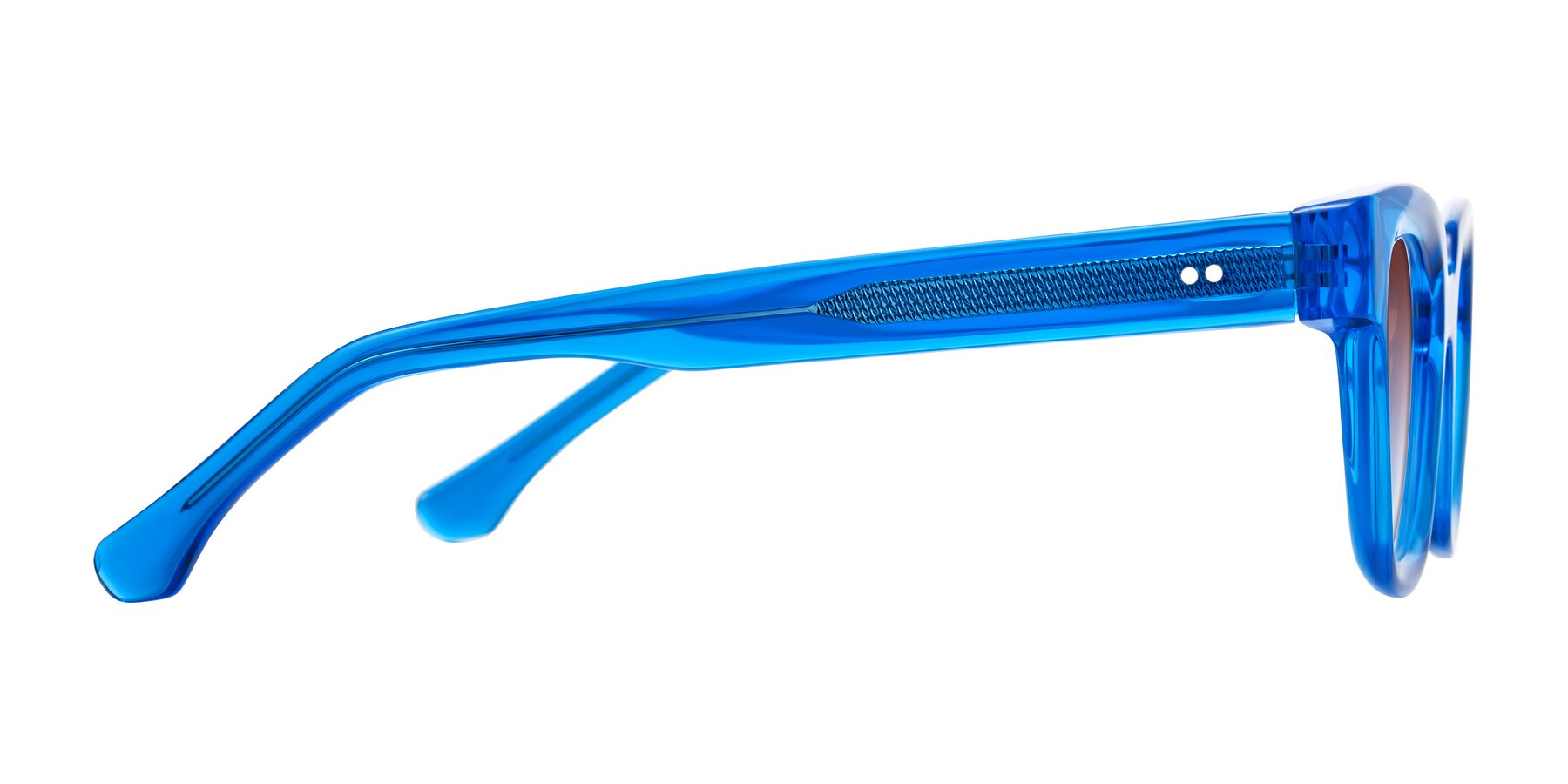 Side of Neza in Blue with Garnet Gradient Lenses