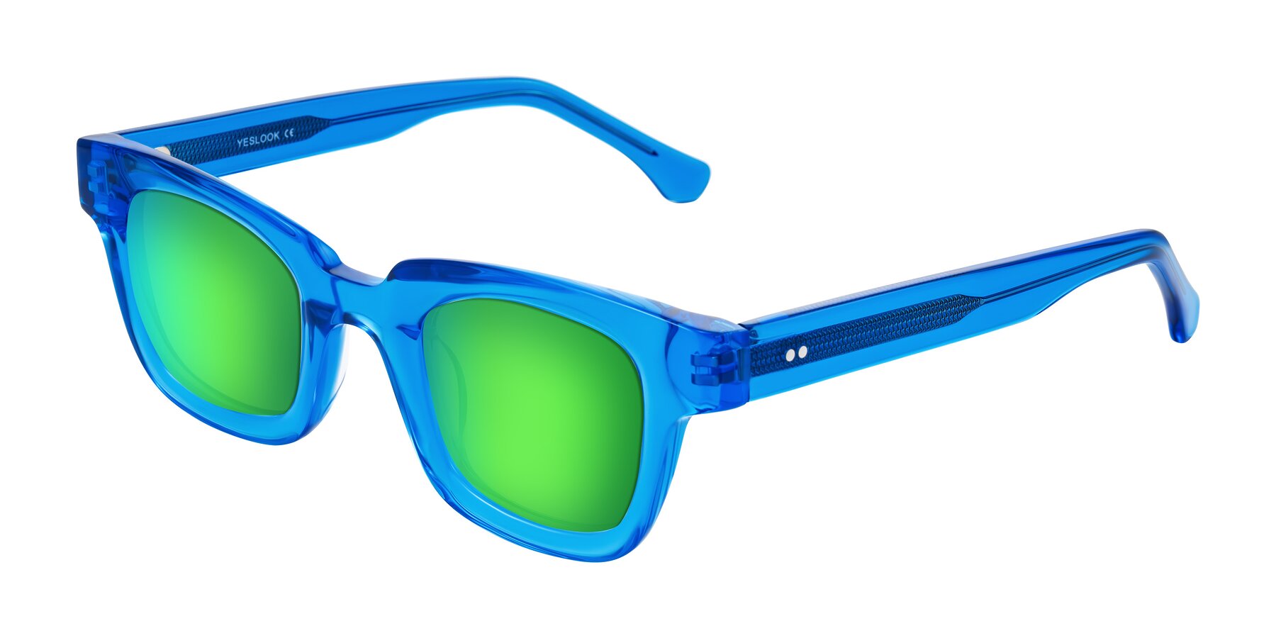 Angle of Neza in Blue with Green Mirrored Lenses