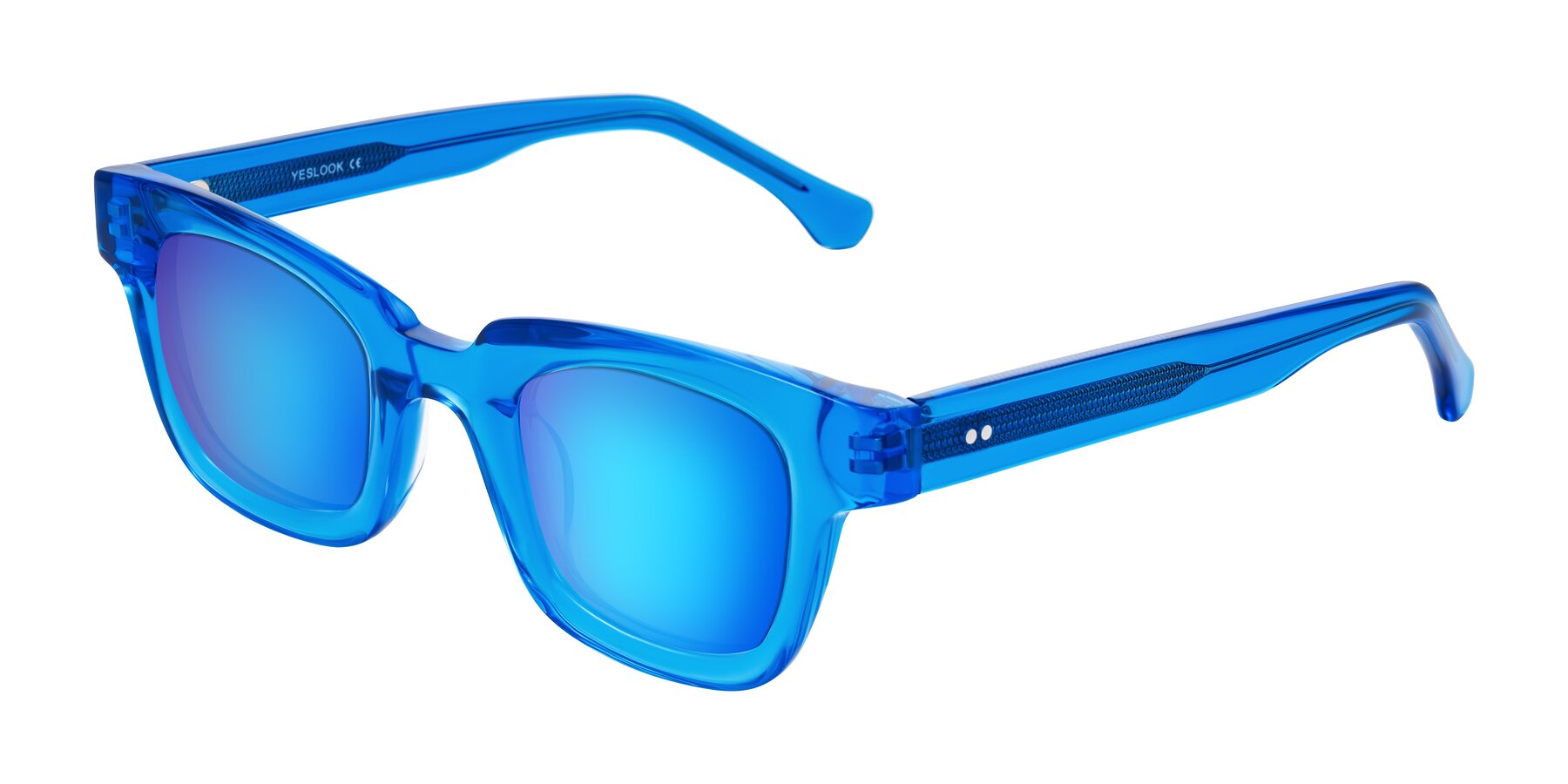 Angle of Neza in Blue with Blue Mirrored Lenses