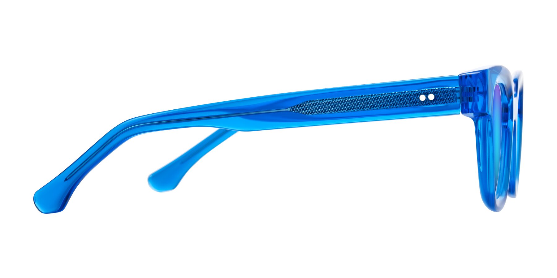 Side of Neza in Blue with Blue Mirrored Lenses