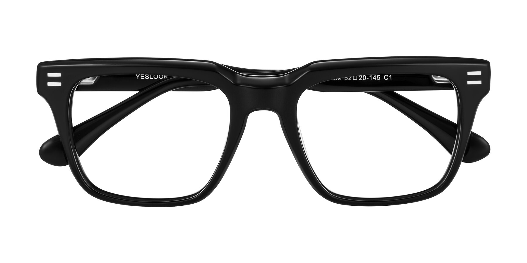 Folded Front of Bliss in Black with Clear Reading Eyeglass Lenses