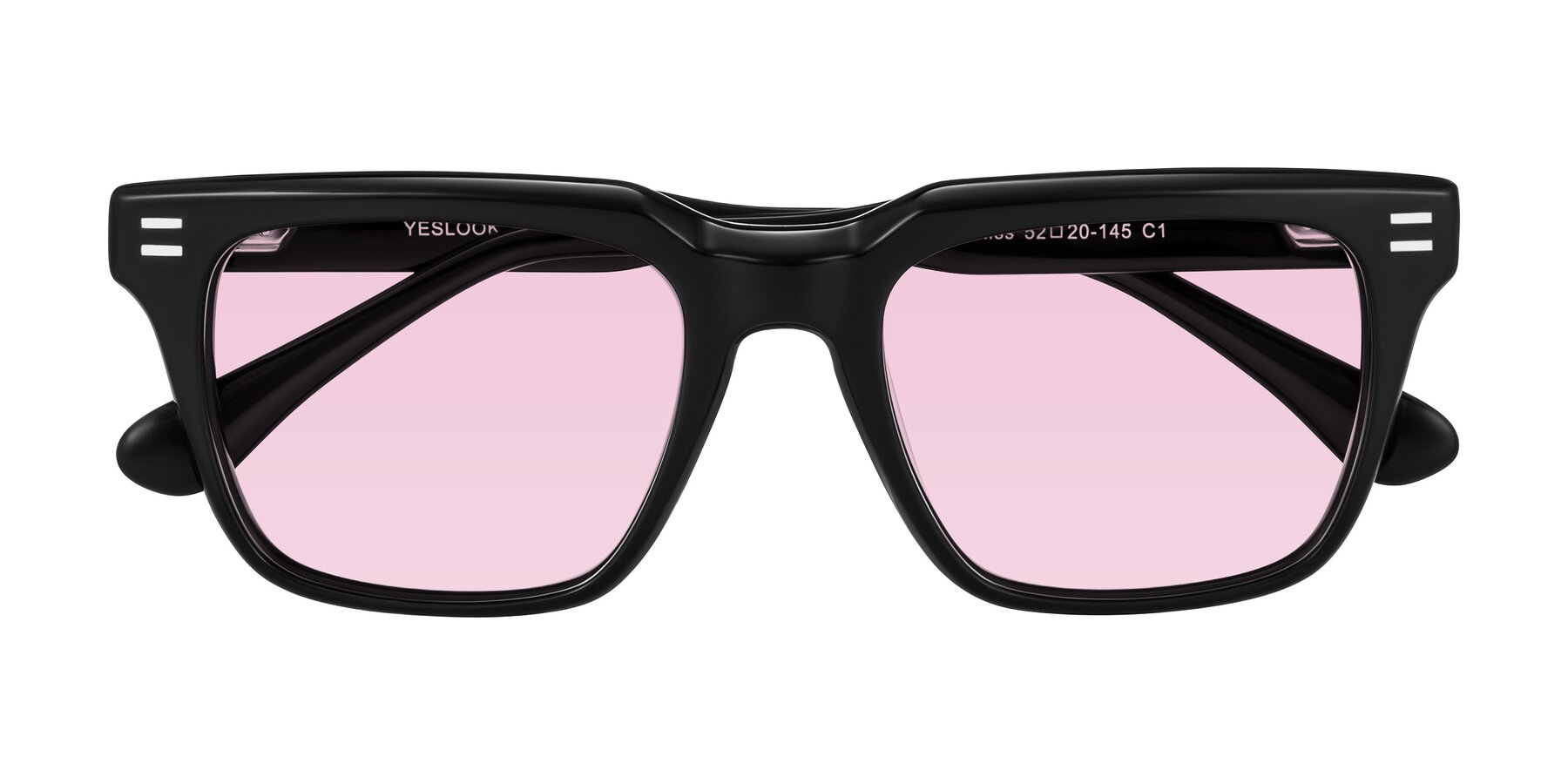 Folded Front of Bliss in Black with Light Pink Tinted Lenses