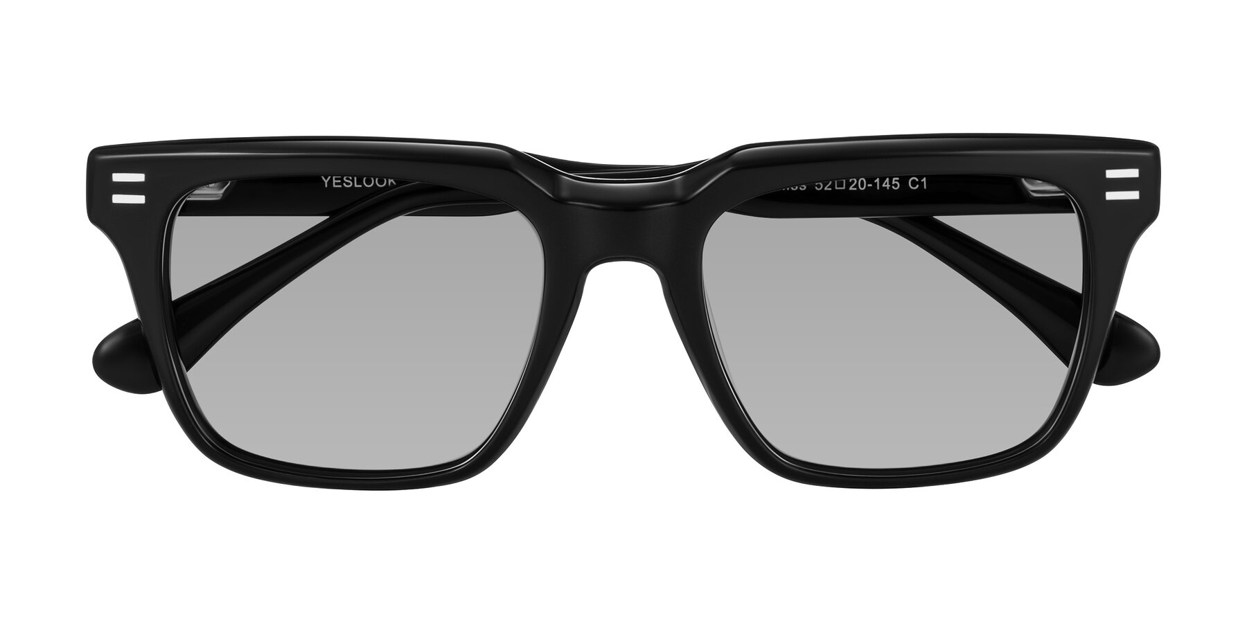 Folded Front of Bliss in Black with Light Gray Tinted Lenses