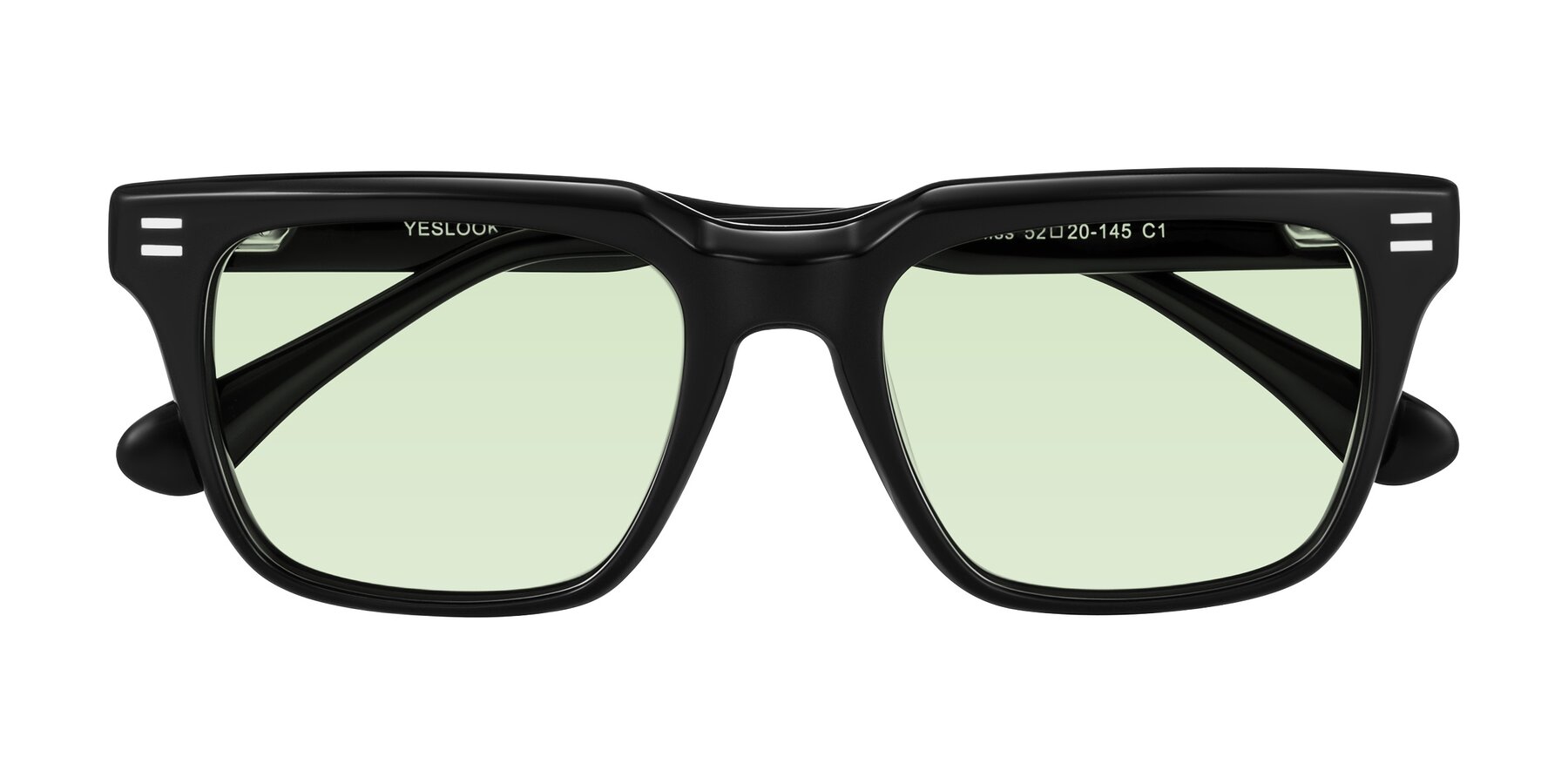 Folded Front of Bliss in Black with Light Green Tinted Lenses