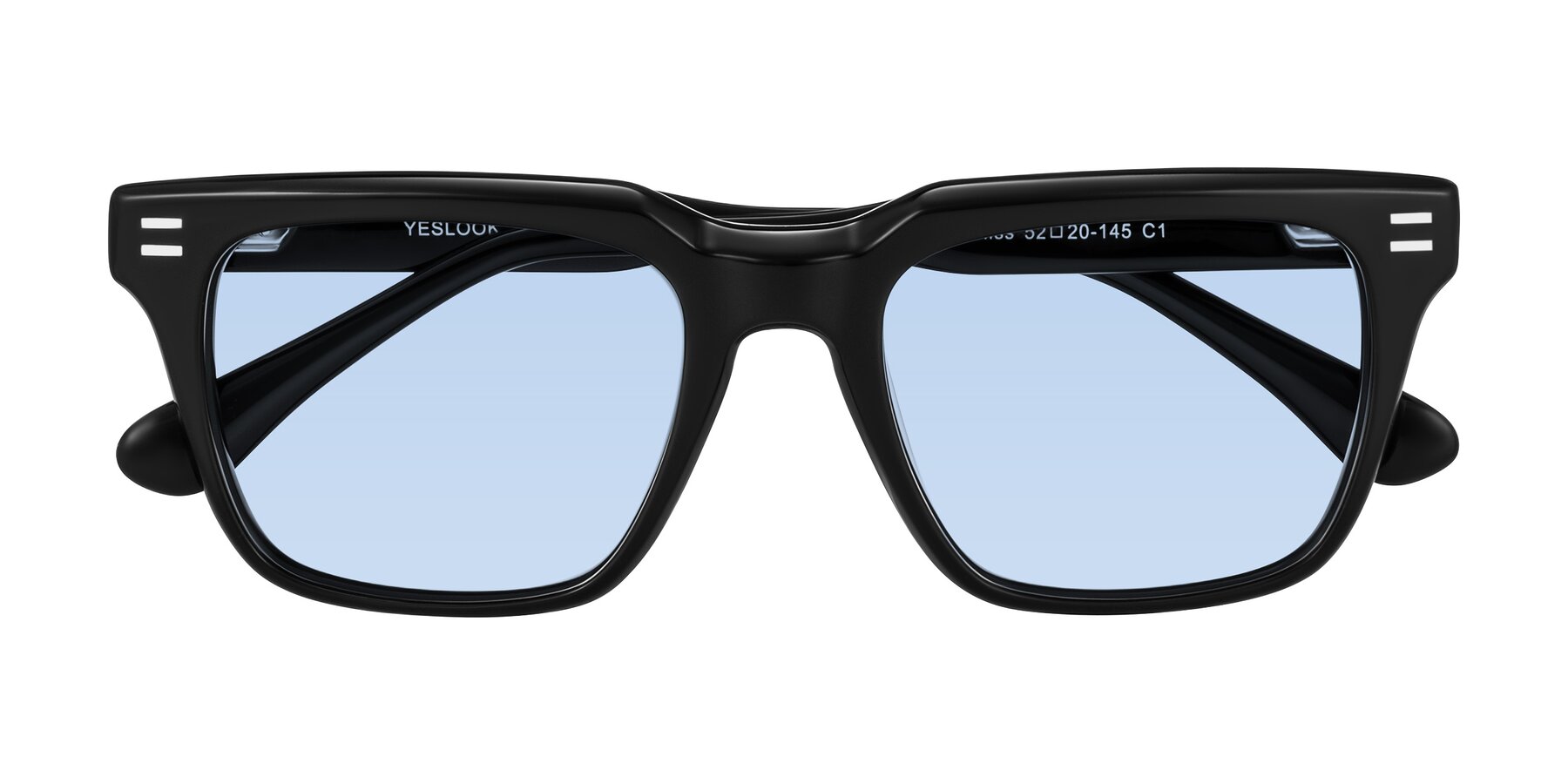 Folded Front of Bliss in Black with Light Blue Tinted Lenses