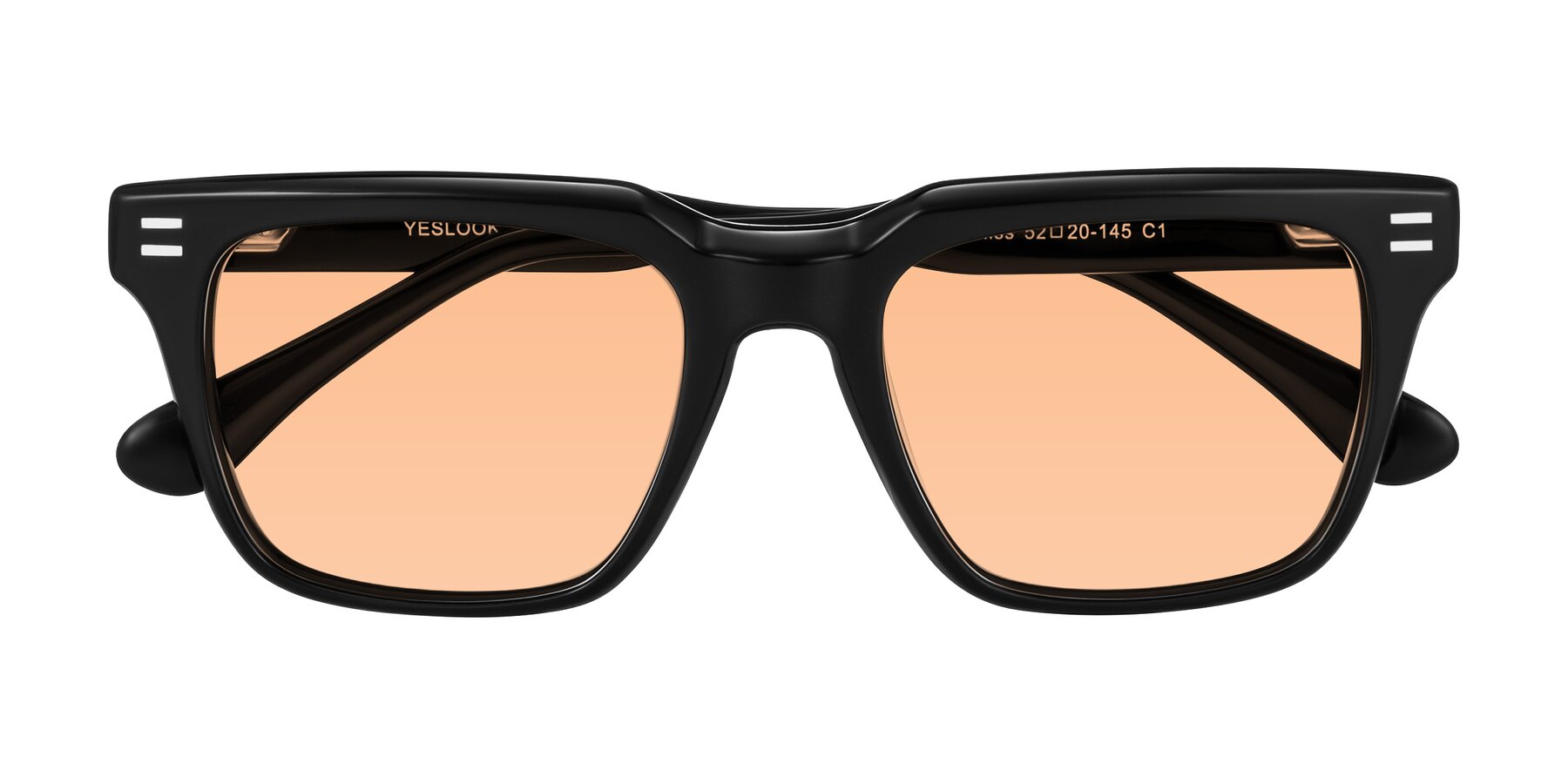 Folded Front of Bliss in Black with Light Orange Tinted Lenses