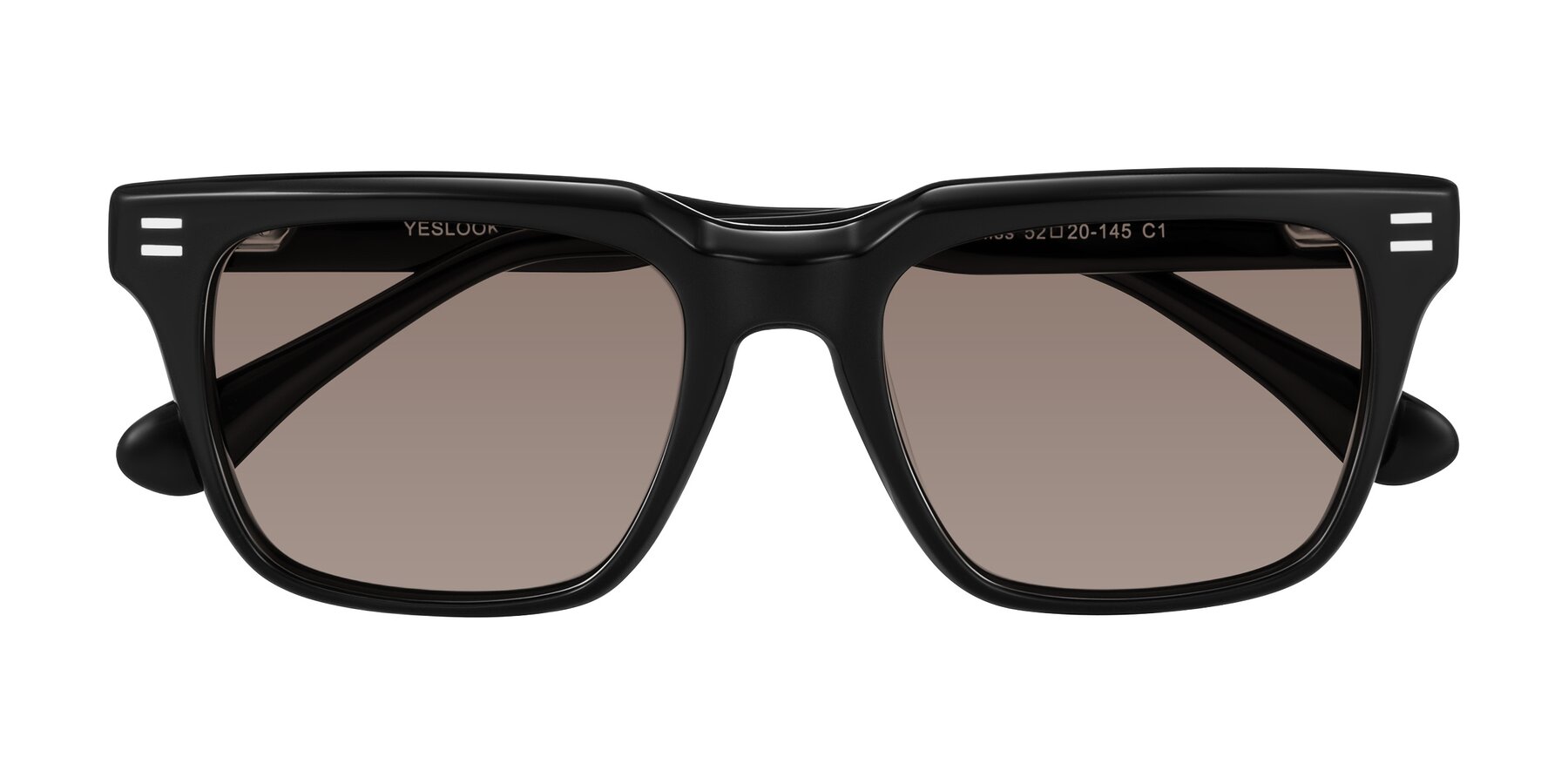 Folded Front of Bliss in Black with Medium Brown Tinted Lenses