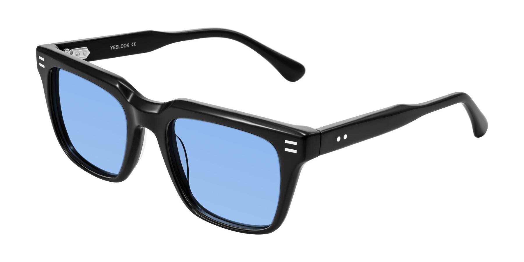 Angle of Bliss in Black with Medium Blue Tinted Lenses