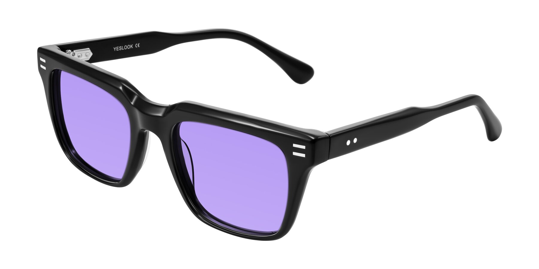 Angle of Bliss in Black with Medium Purple Tinted Lenses