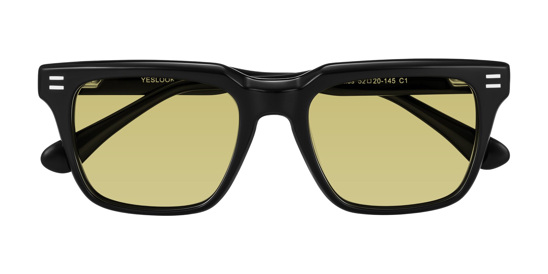Folded Front of Bliss in Black with Medium Champagne Tinted Lenses